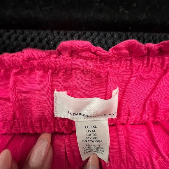 Worn Once!  H&M Linen Pull-On Shorts Pink, Sz XL, Elastic Waist - Picture 4 of 4